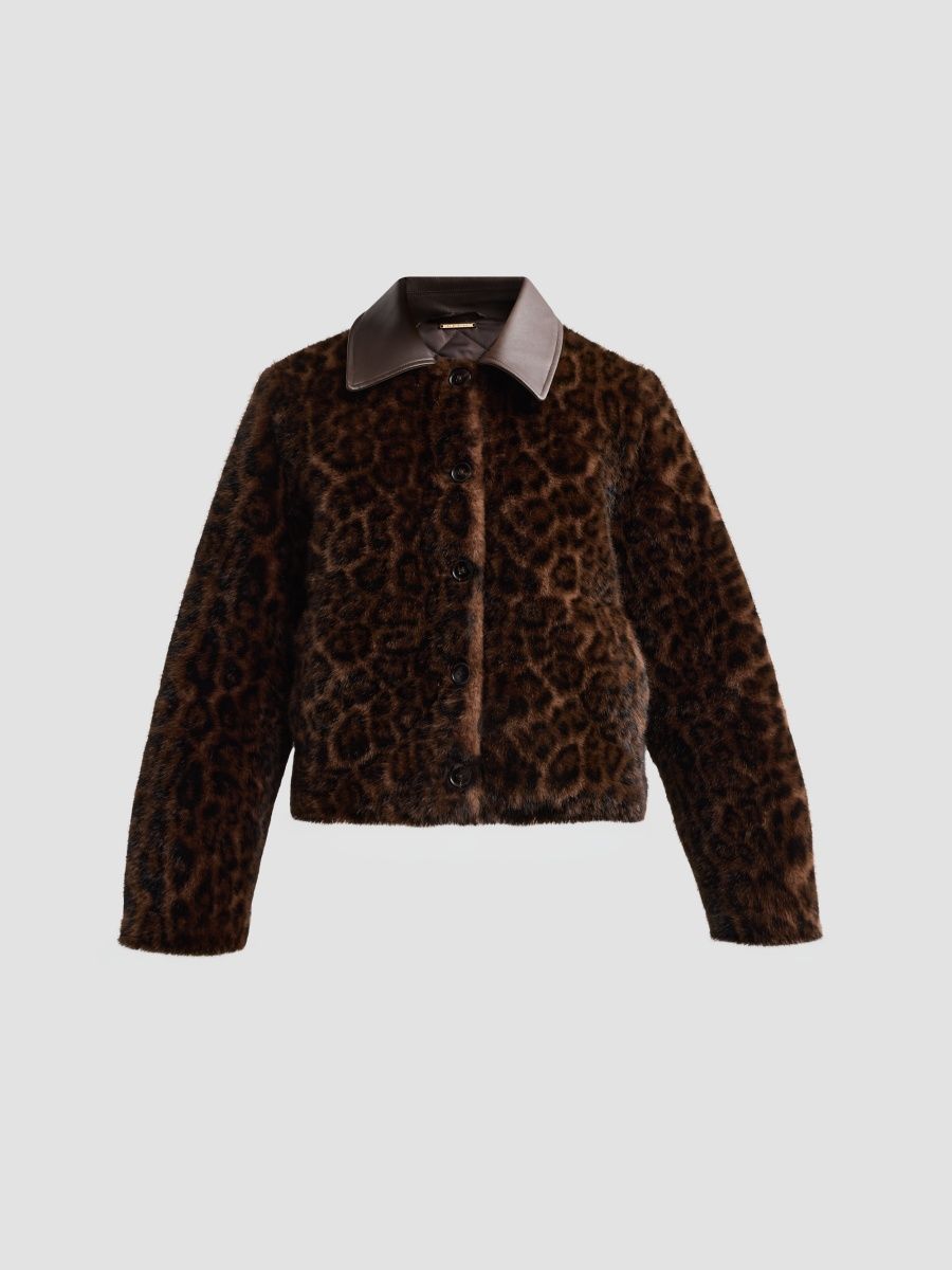 Elie Tahari Women's Outerwear Naama Faux-Fur Jacket - Cheetah - Size XL