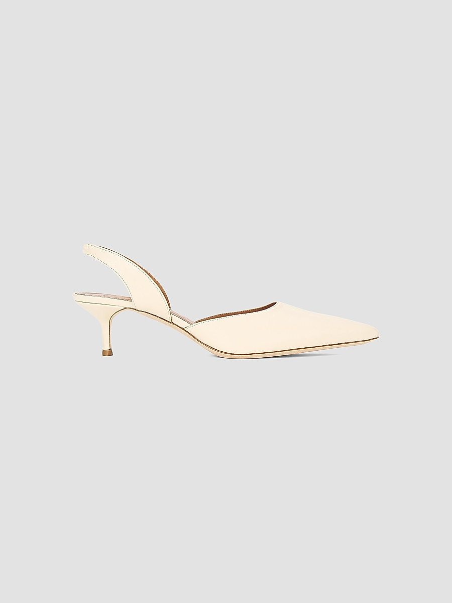 Staud Women's Sebastian 40MM Leather Slingback Pumps - Cream - Size 5.5