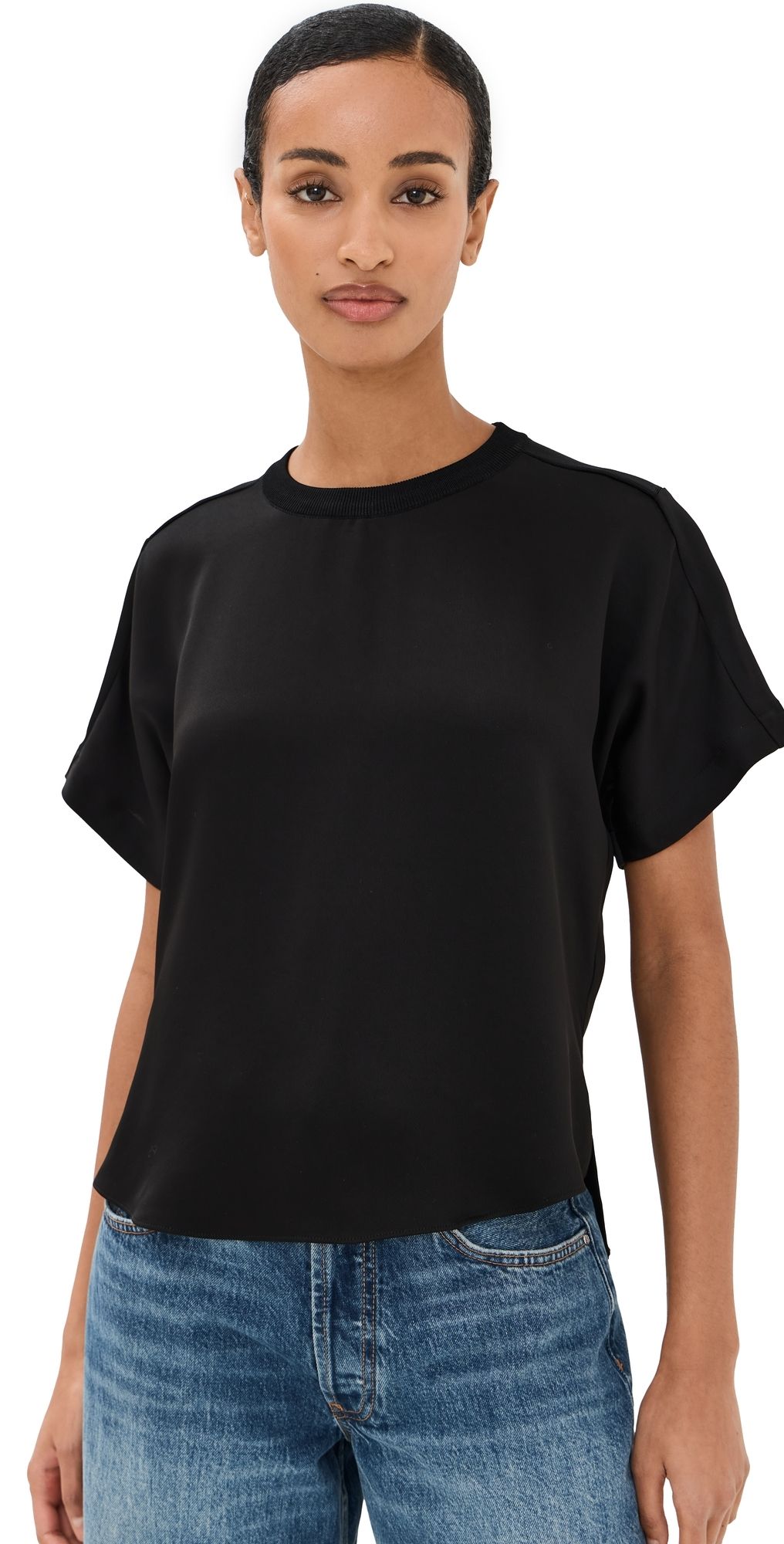 SIMKHAI Addy Knit Back T-Shirt Black M