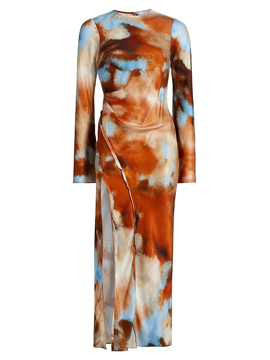Women's Rhode Printed Long-Sleeve Maxi Dress - Rust Haze - Size 8