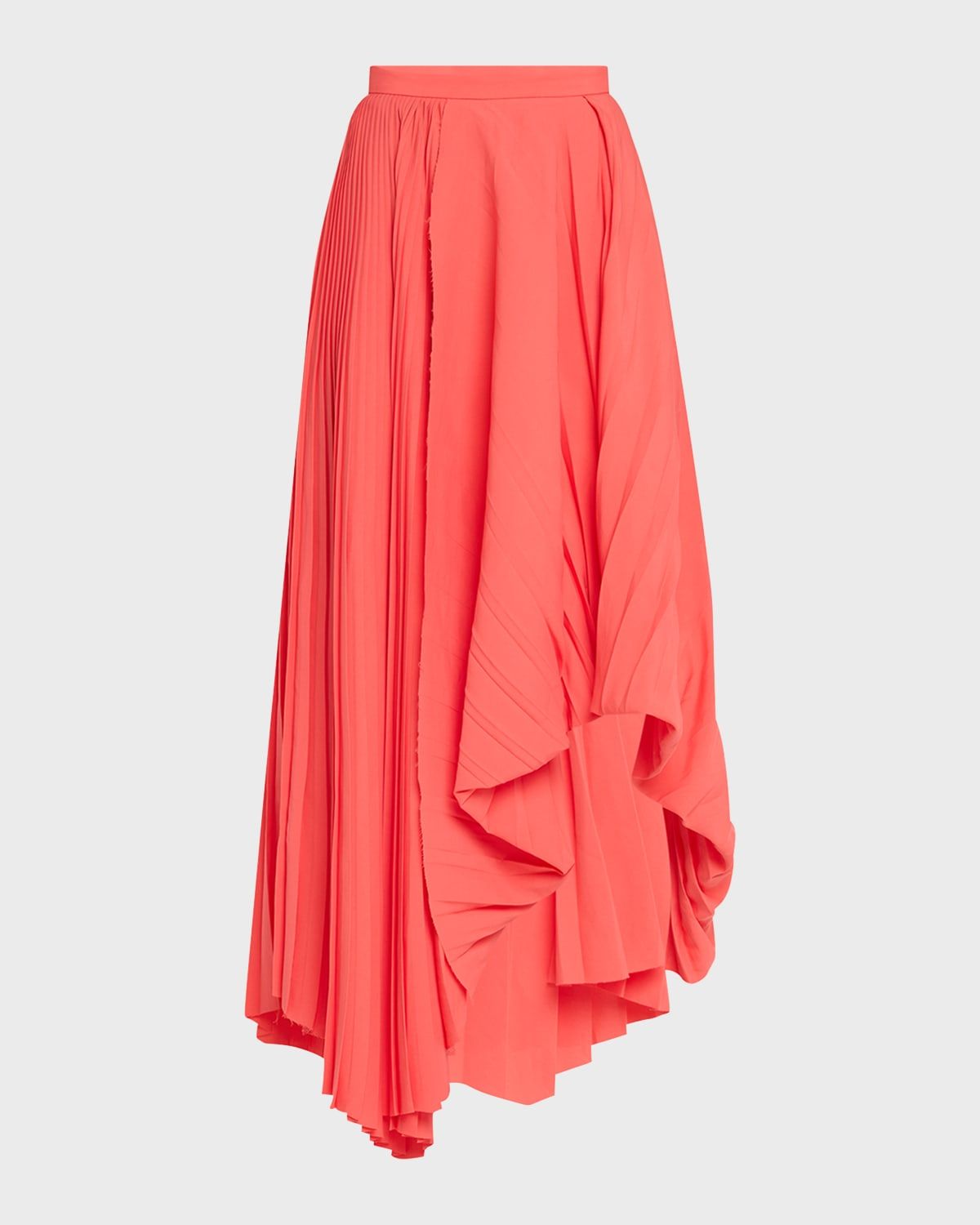 Pleated Asymmetric Draped Midi Skirt