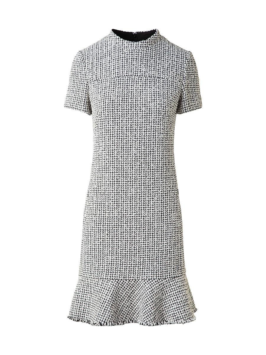 Women's Tweed Flounce Minidress - Cream Black - Size 14