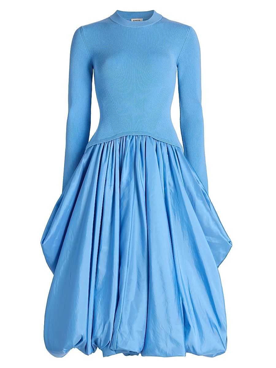 Women's Kenlie Mix Media Balloon Cocktail Dress - Cypress - Size Small