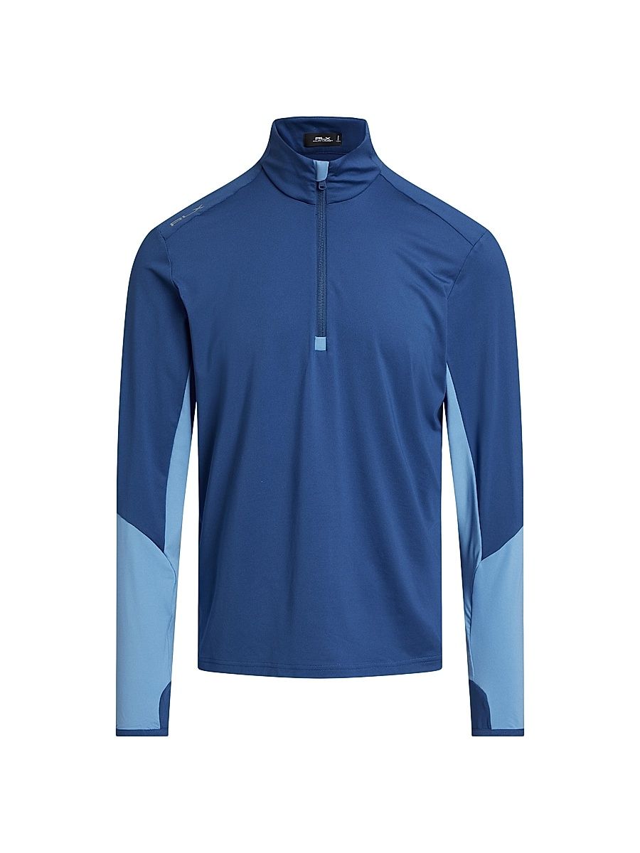 Men's Jersey Quarter-Zip Sweater - Beach Royal Summer Blue - Size XXL