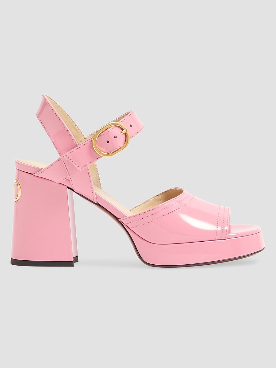 Women's Fawcette 100MM Platform Sandals in Polished Calfskin - Candy Rose - Size 7