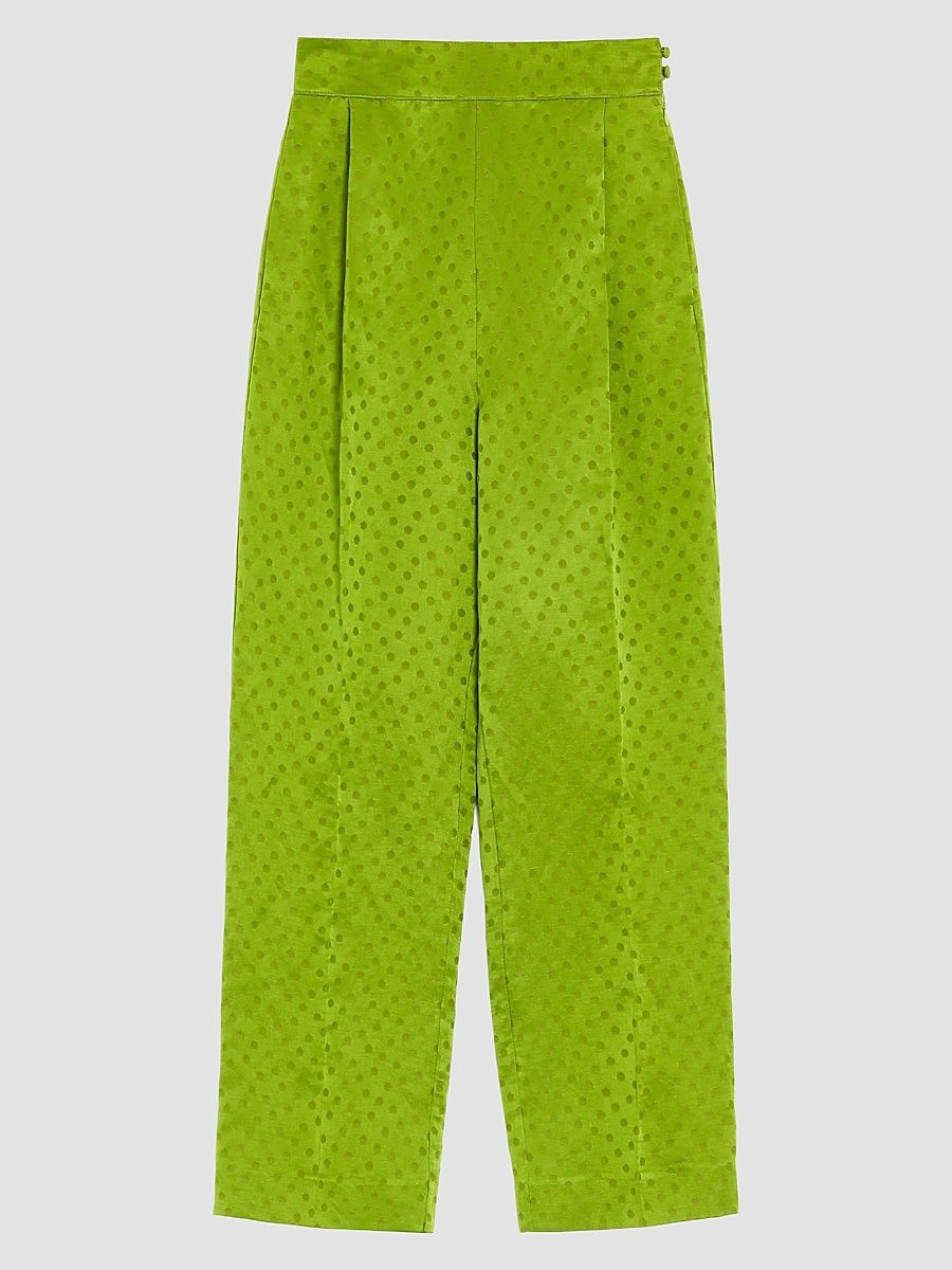 Women's Jacquard Pants in Silk-Linen - Avocado - Size 4