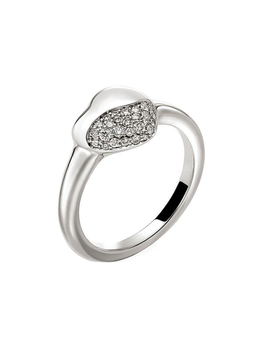 Women's Pebble Sterling Silver & 0.22 TCW Diamond Heart Ring - Silver - Size 7