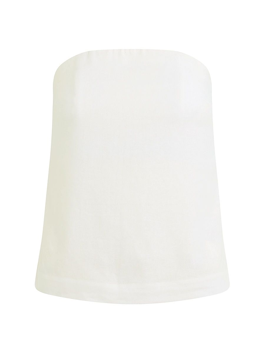 Women's The Mariel Linen Blend Bandeau Top - White - Size XS