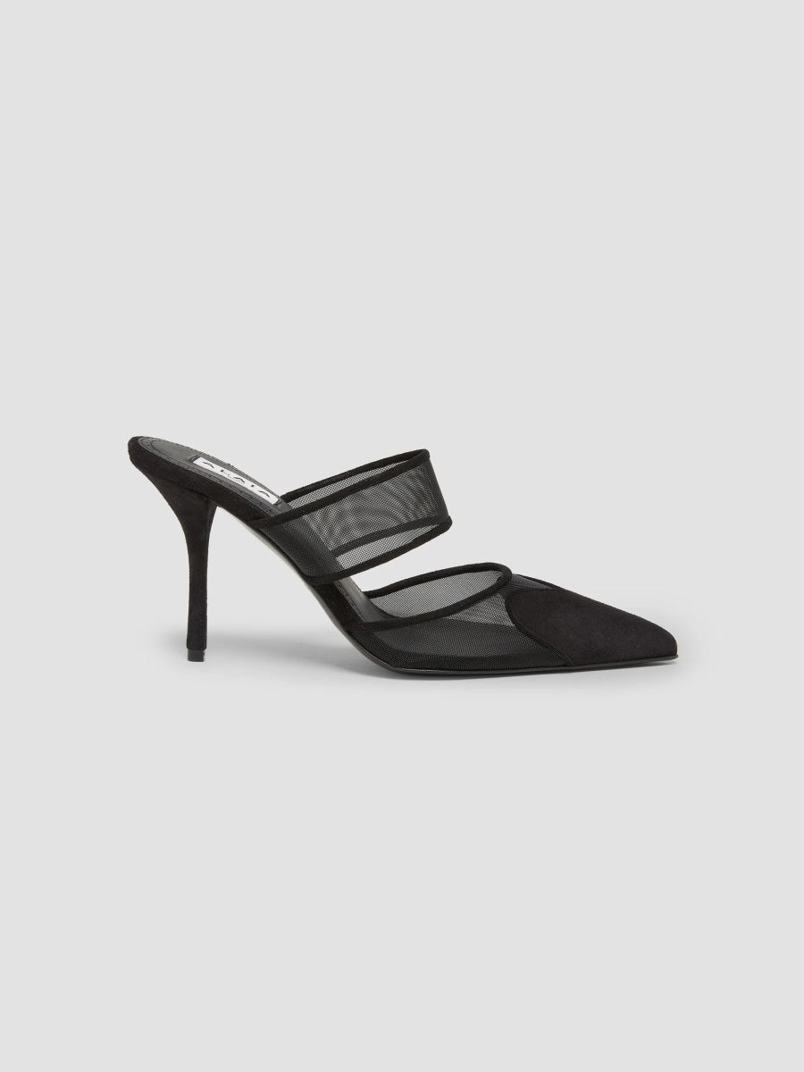 ALAÏA Women's Coeur 90MM Mesh-Suede Mules - Black - Size 11