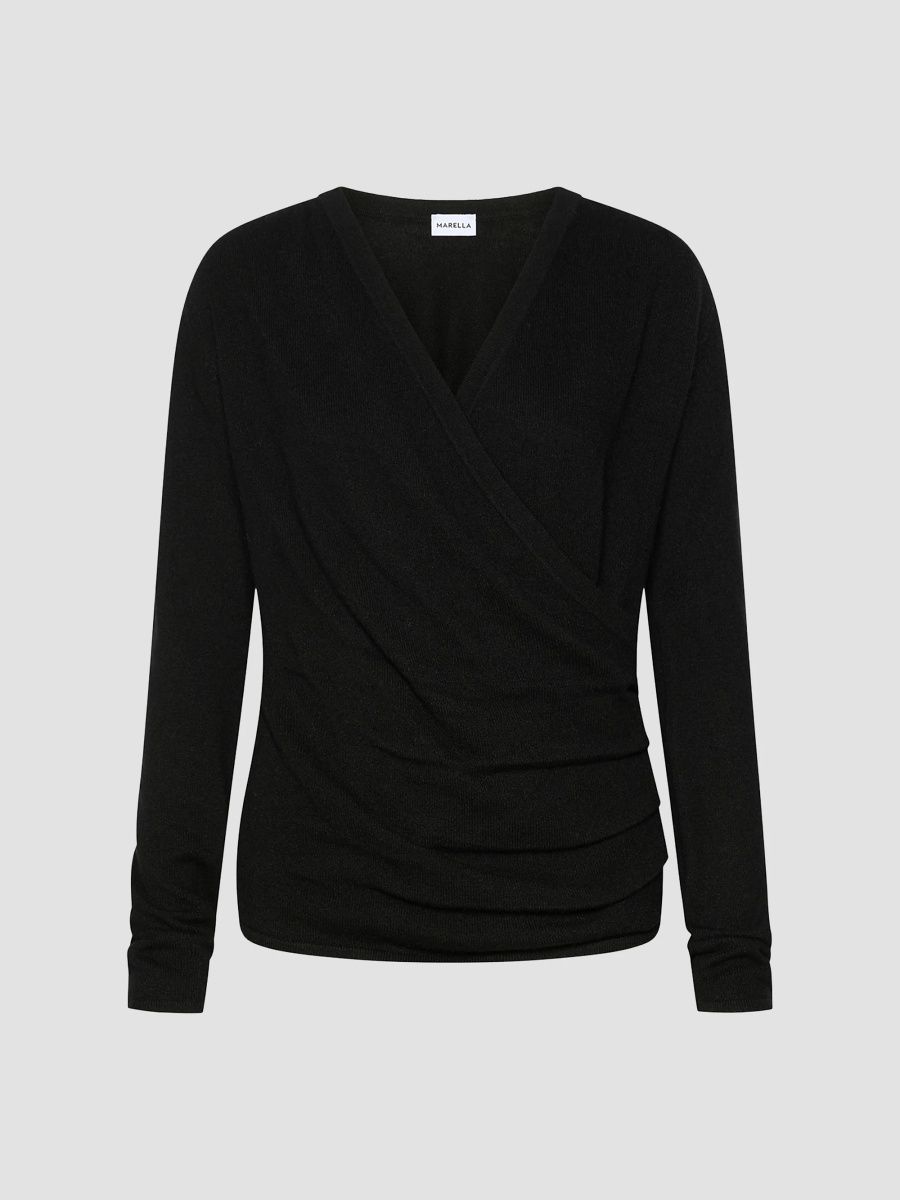 Marella Women's Crossover Pure Cashmere Jumper - Black - Size XL