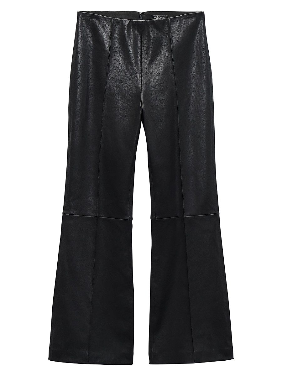 Women's Irina Leather Kick Flare Pants - Black - Size 4