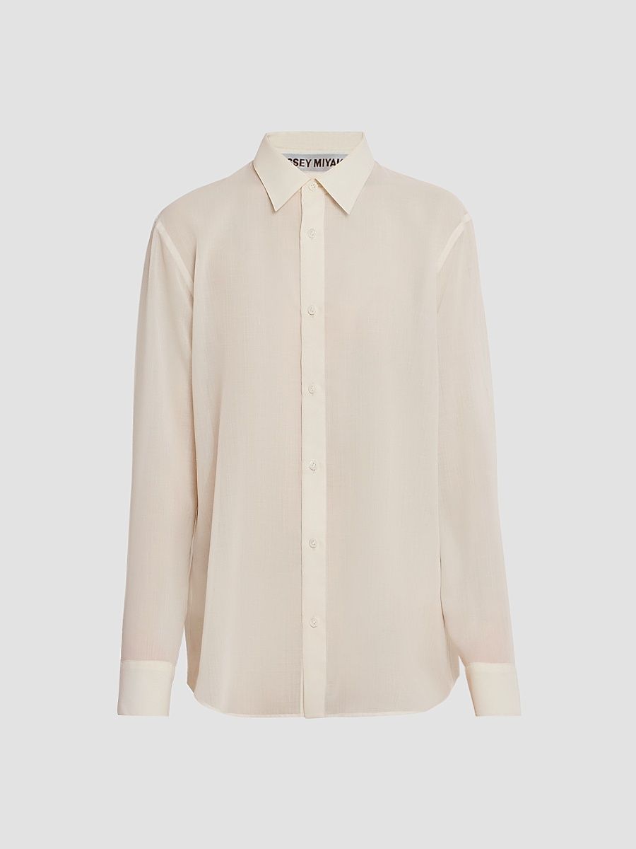 Women's Sheer Wool-Blend Shirt - Off White - Size Small