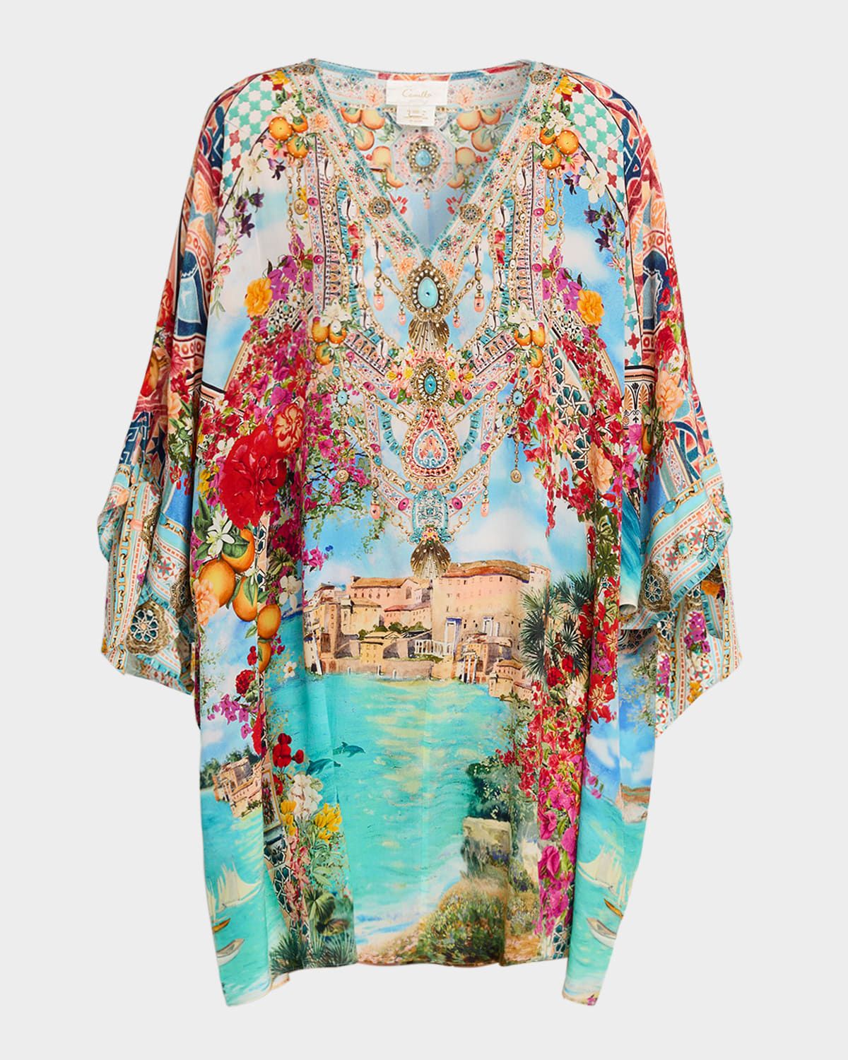 Meet Me in Mallorca Tie-Sleeve Short V-Neck Kaftan