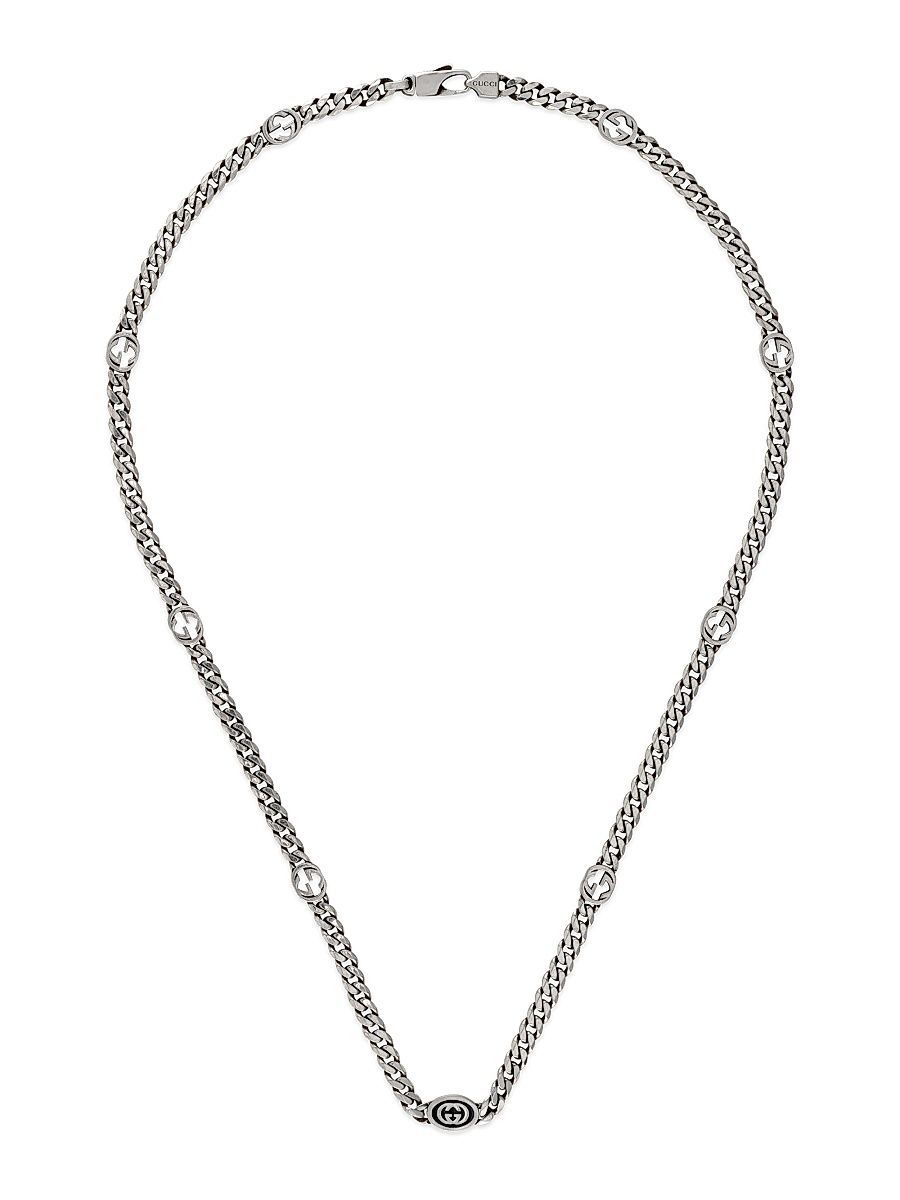 Men's Interlocking G Sterling Silver Gourmette Necklace - Silver