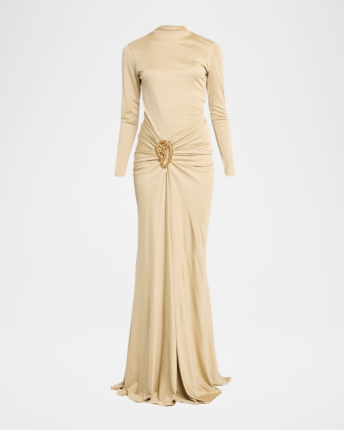 Celinda Draped Long-Sleeve Maxi Dress