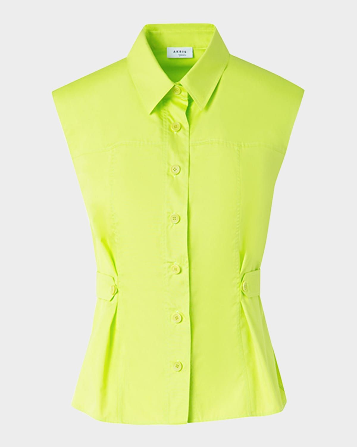 Sleeveless Button-Waist Cotton Poplin Shirt