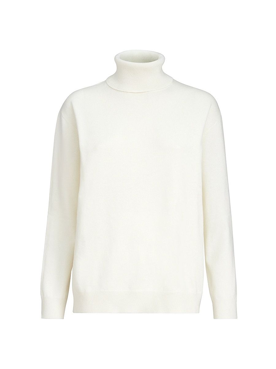 Women's Cashmere Turtleneck Sweater with Monili - White - Size XXS