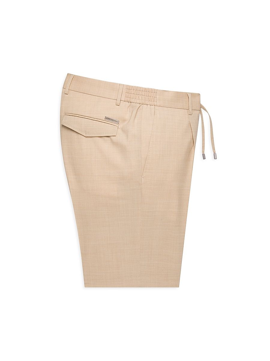 Men's Virgin Wool Blend Bermuda Shorts - Beige - Size 42