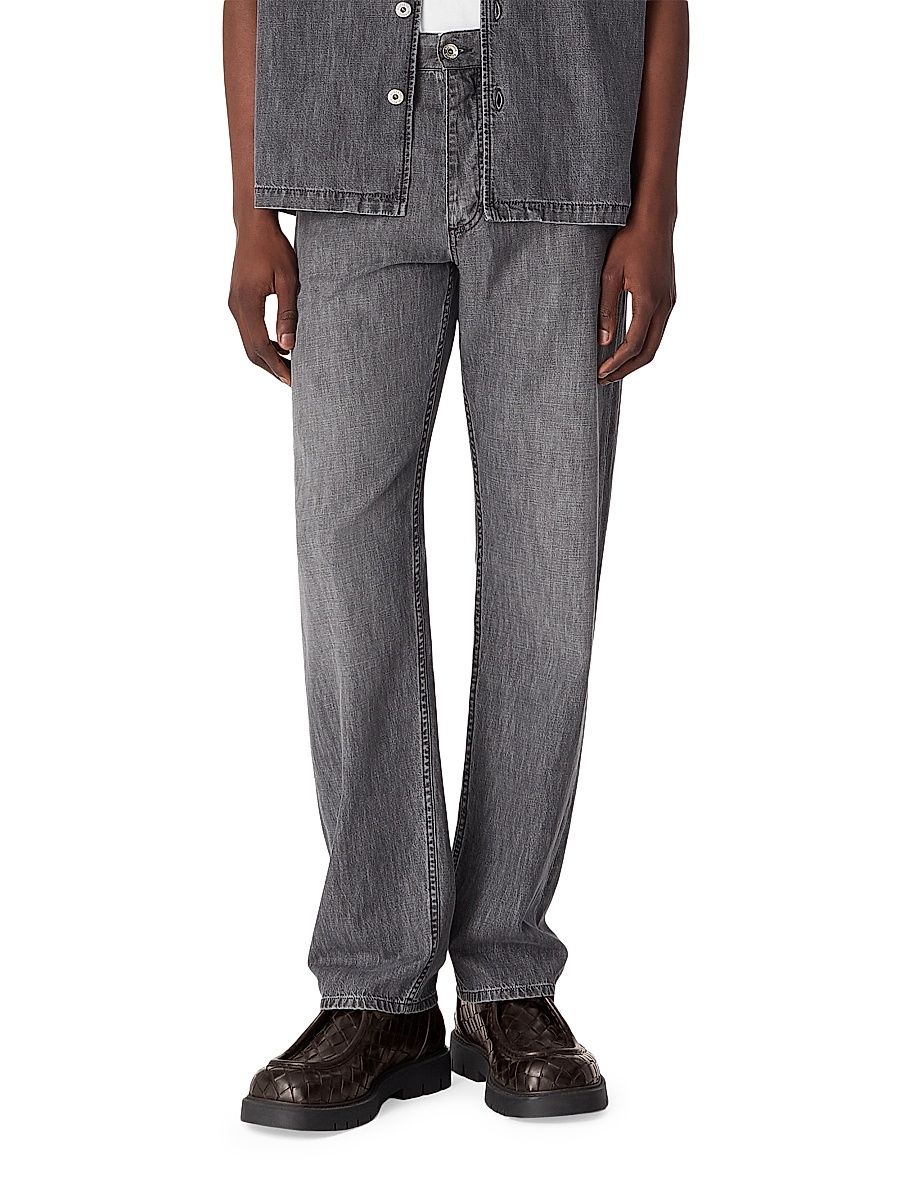 Men's Vintage-Washed Straight-Leg Jeans - Washed Black - Size 38