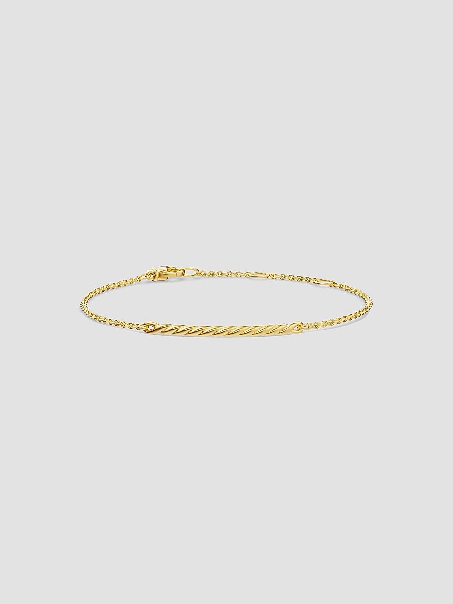 Women's Sculpted Cable Bar Chain Bracelet in 18K Yellow Gold, 2MM - Gold