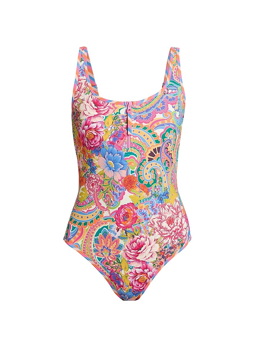 Women's Crispire Print Zip Tank One-Piece Swimsuit - Crispire - Size XXL