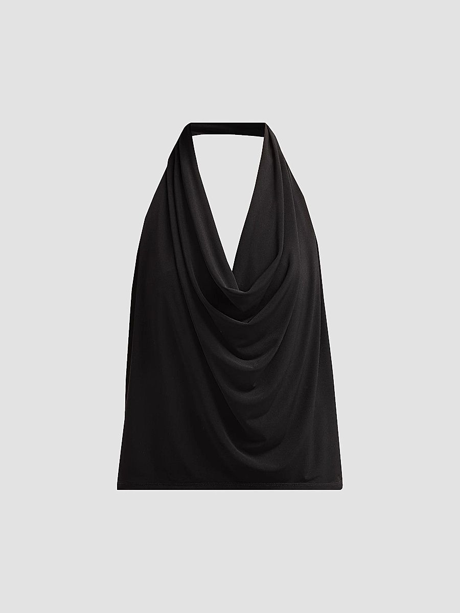 Women's Alice Jersey Halterneck Top - Black - Size XXL