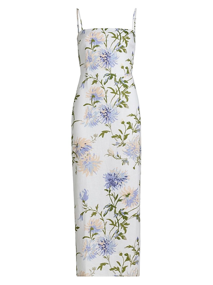 Women's Frankie Floral Linen Maxi Dress - Serenity - Size 12