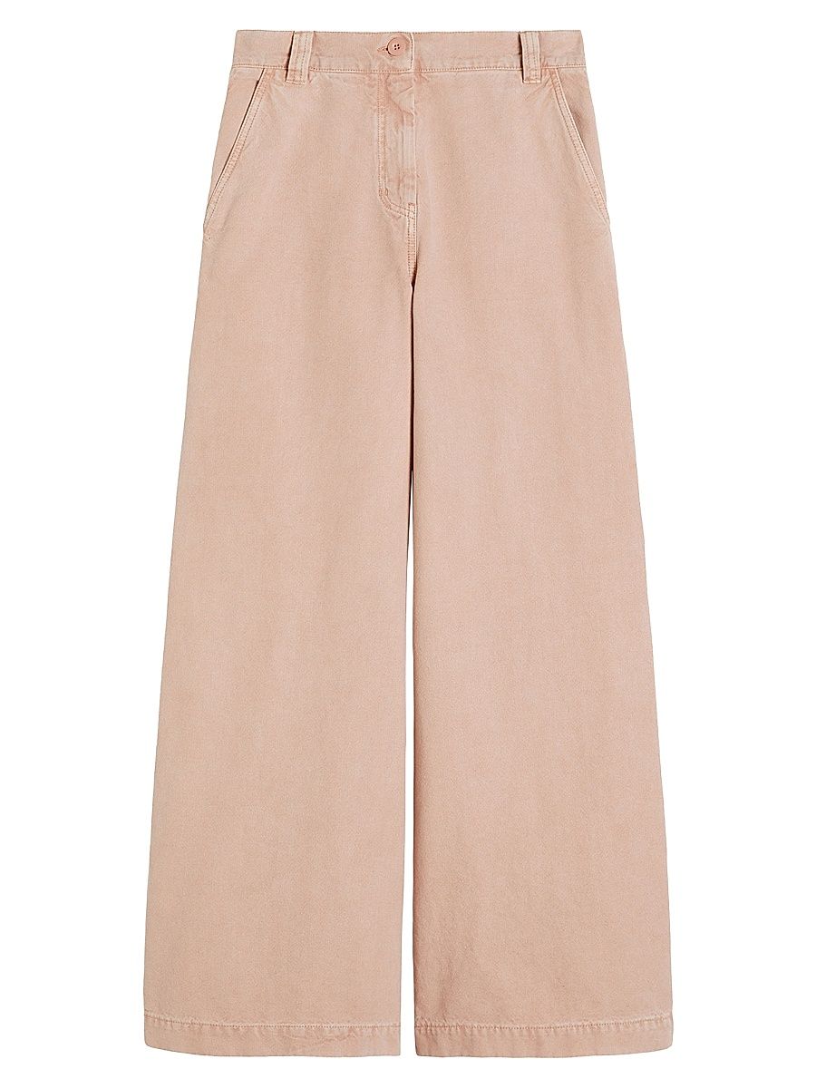 Women's Cotton Canvas Wide Leg Trousers - Pink - Size 12
