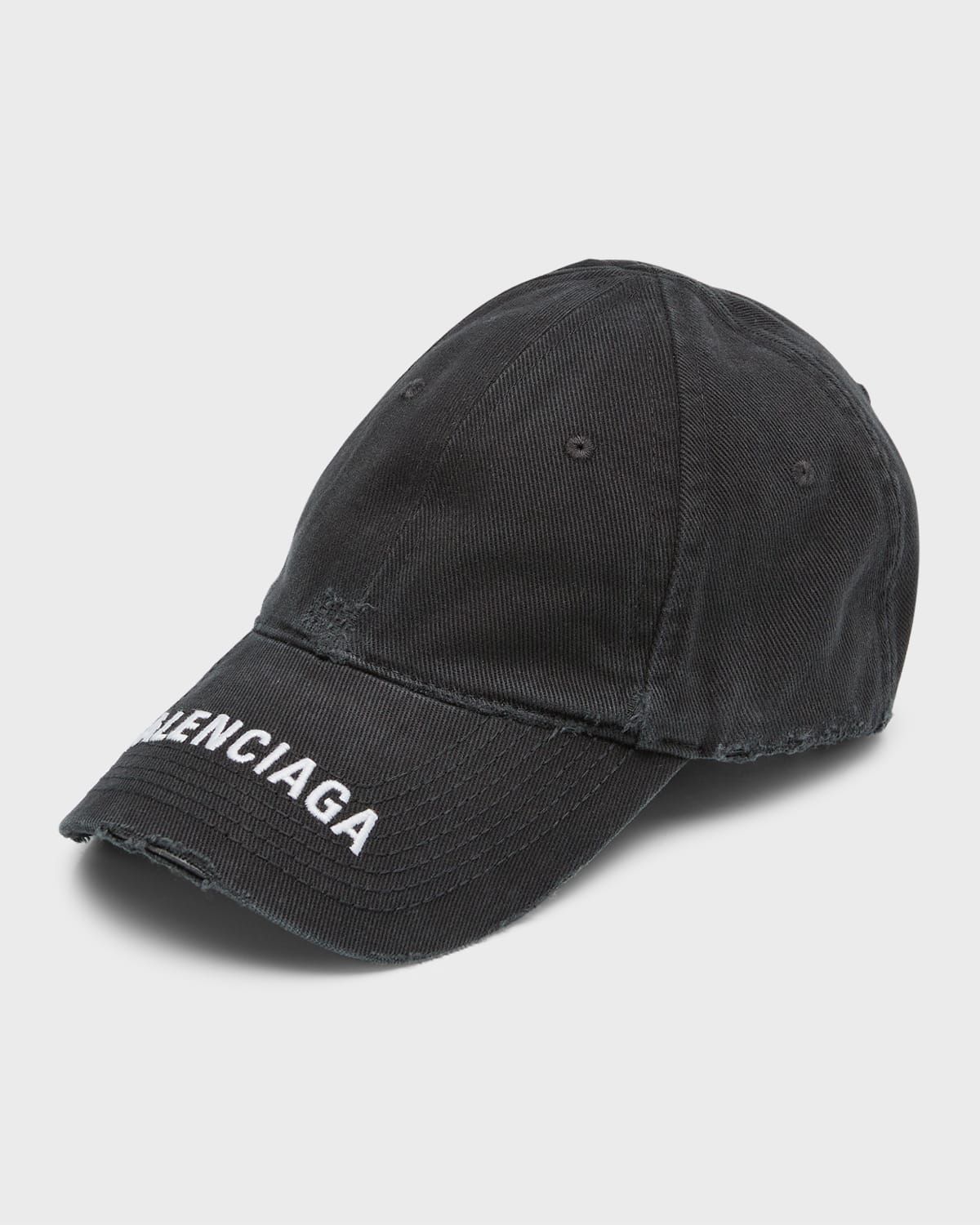 Men & apos;s Balenciaga Distressed Denim Baseball Cap