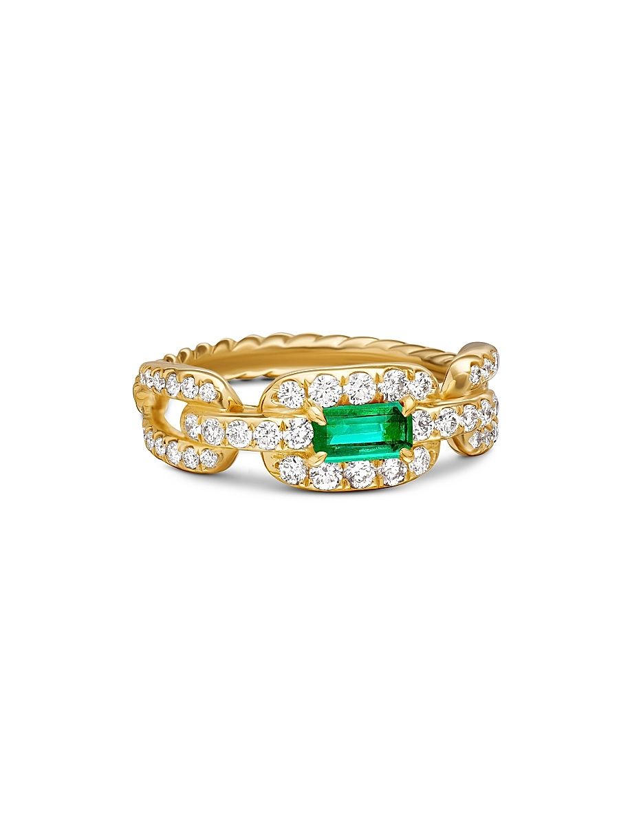 Women's Stax Chain Link Stone Ring in 18K Yellow Gold - Yellow Gold - Size 7