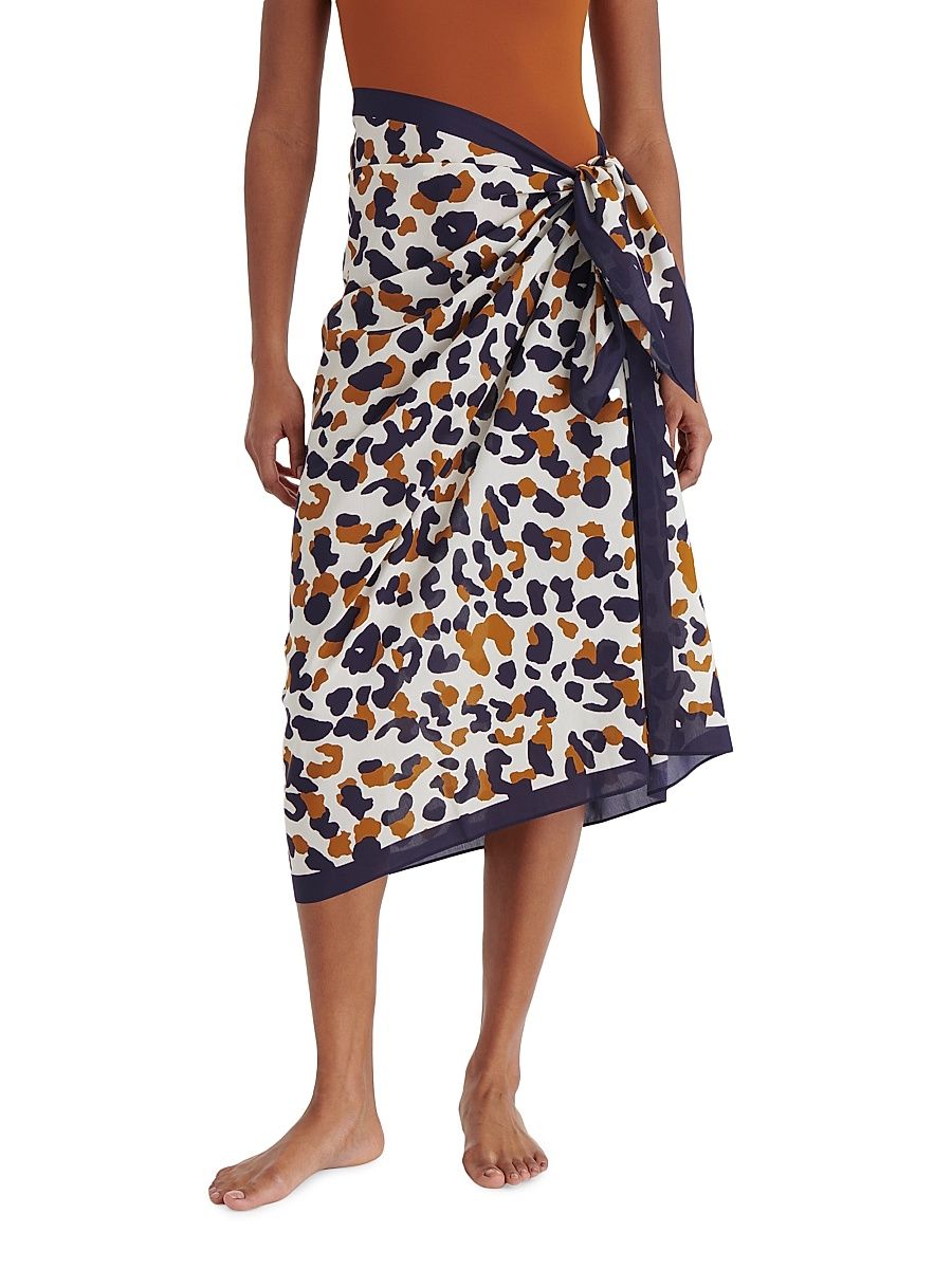Women's Embrun Printed Cotton-Silk Sarong - Sable Fin