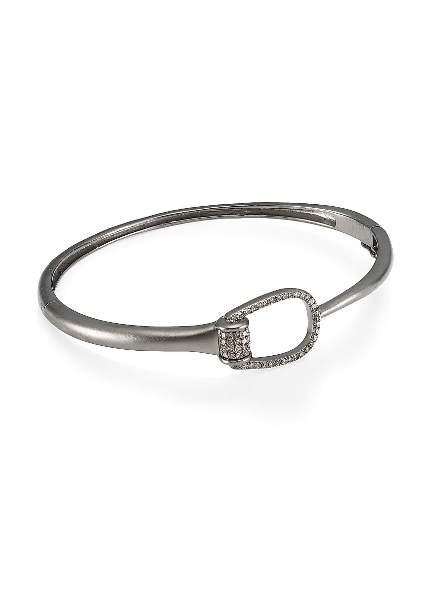 Women's Diamond Hinged Bangle - Silver