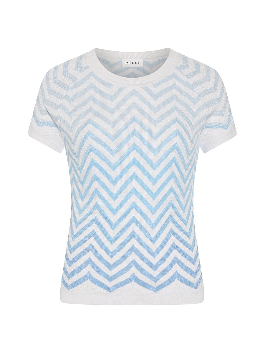 Women's Kaira Chevron Knit Top - Blue Multi - Size Small