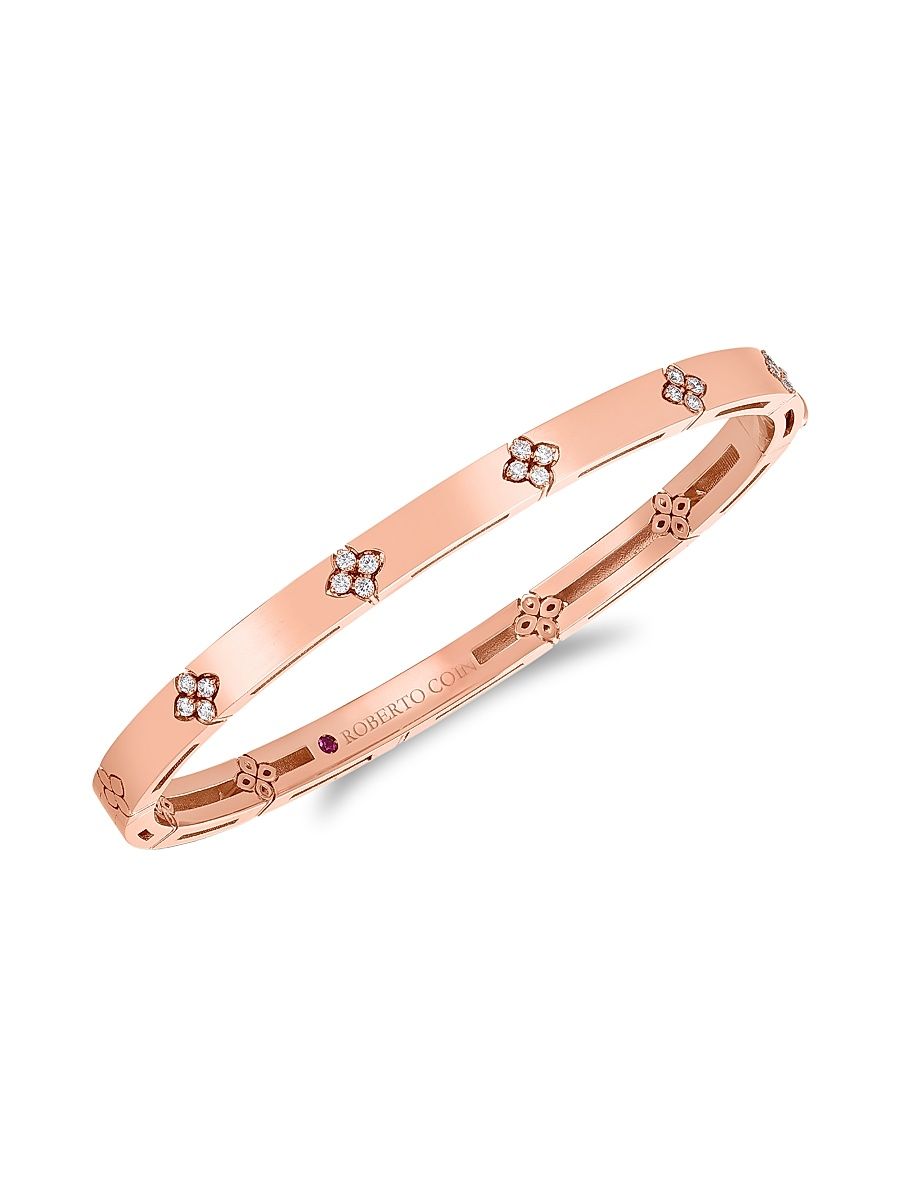 Women's Love In Verona 18K Rose Gold & Diamond Bangle Bracelet - Rose Gold - Size 7