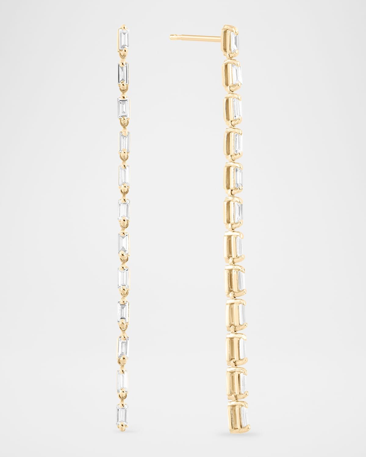 Baguette Diamond Linear Tennis Earrings