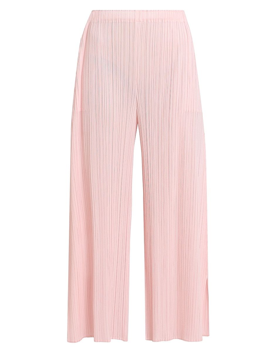 Women's Monthly Colors: March Plissé Wide-Leg Pants - Light Pink - Size Large