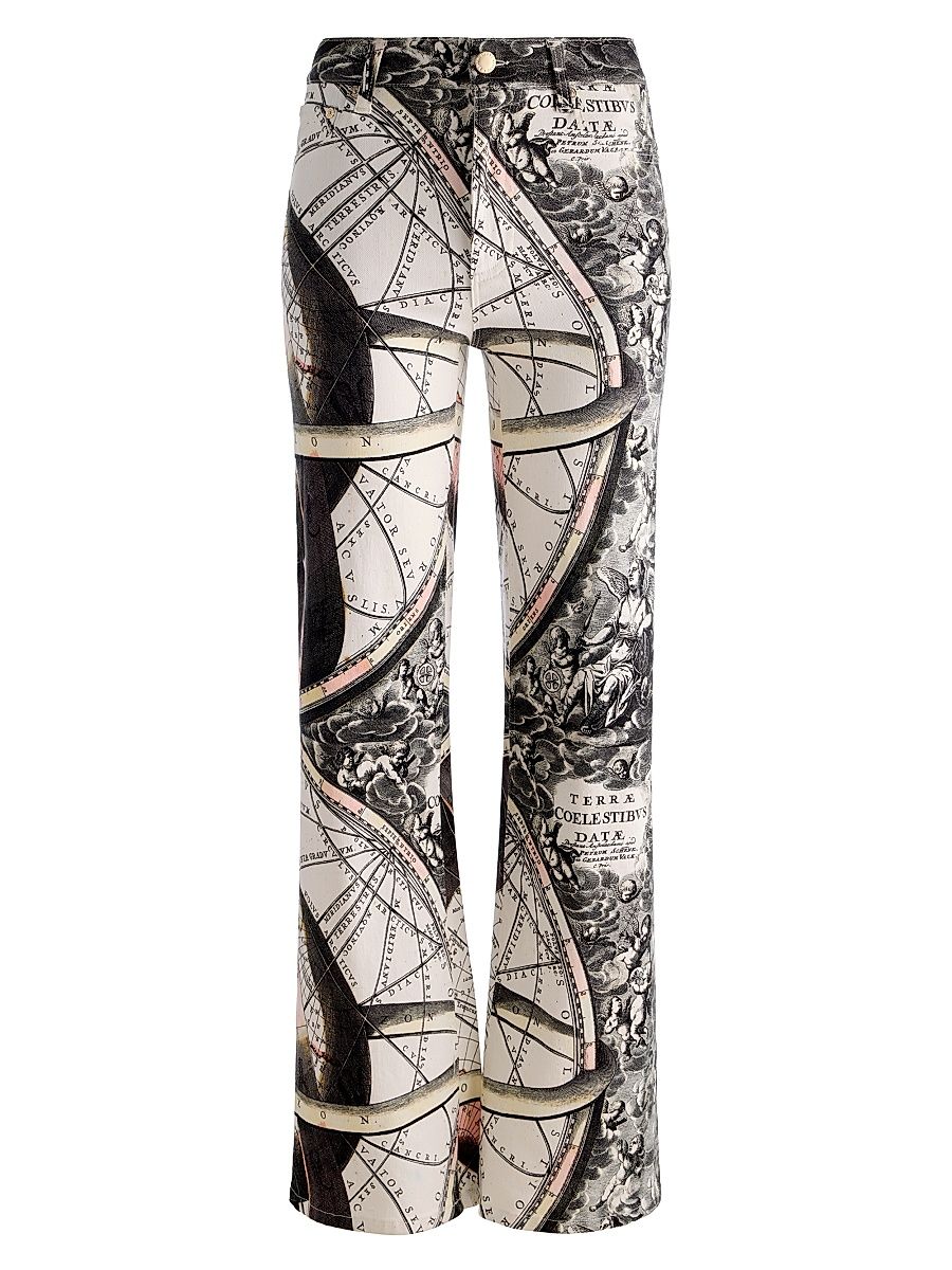 Women's Chic Celestial Map High-Rise Flare Jeans - Divine Horizons - Size 31