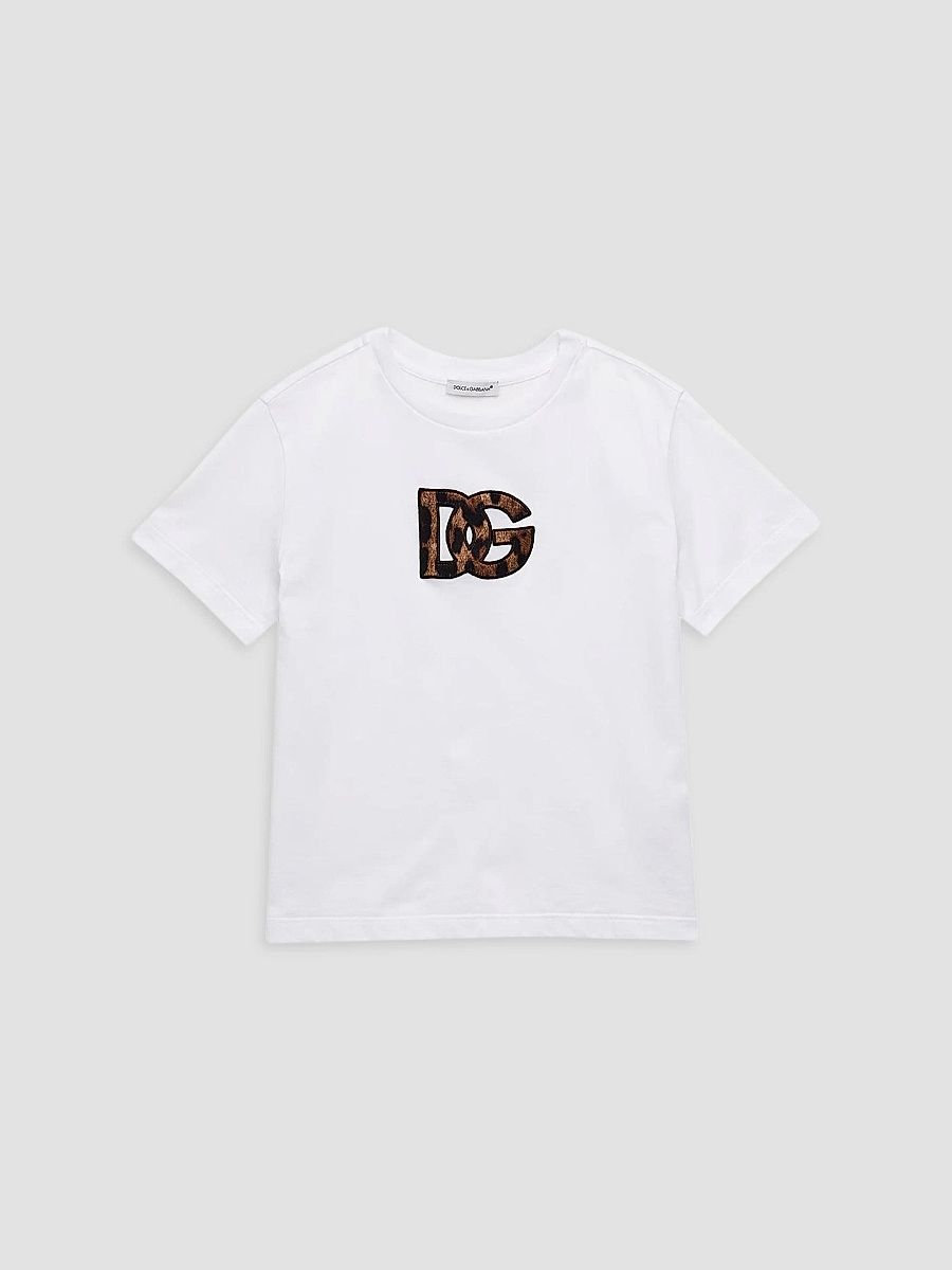 Dolce & Gabbana Girl's Little Girl's Leopard Logo Cotton T-Shirt - Bianco - Size 6