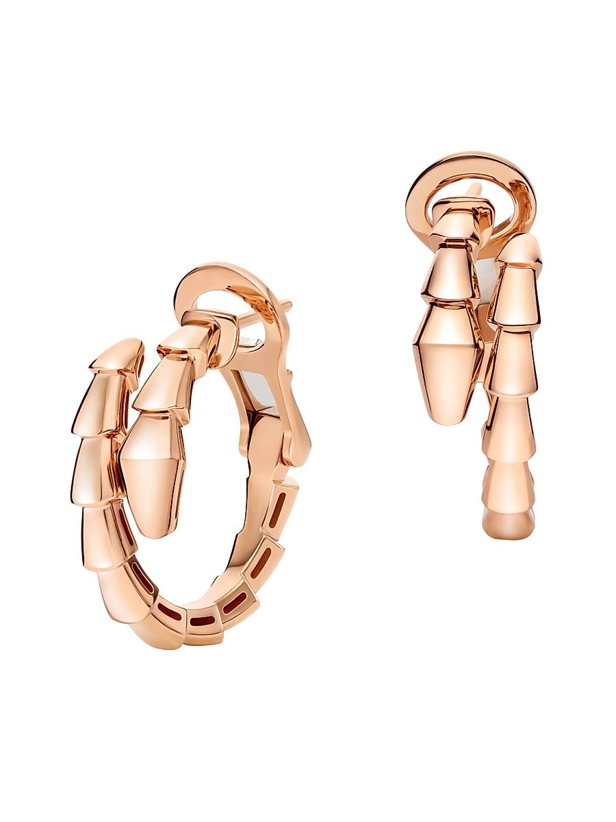 Women's Serpenti Viper 18K Gold Hoop Earrings - Rose Gold