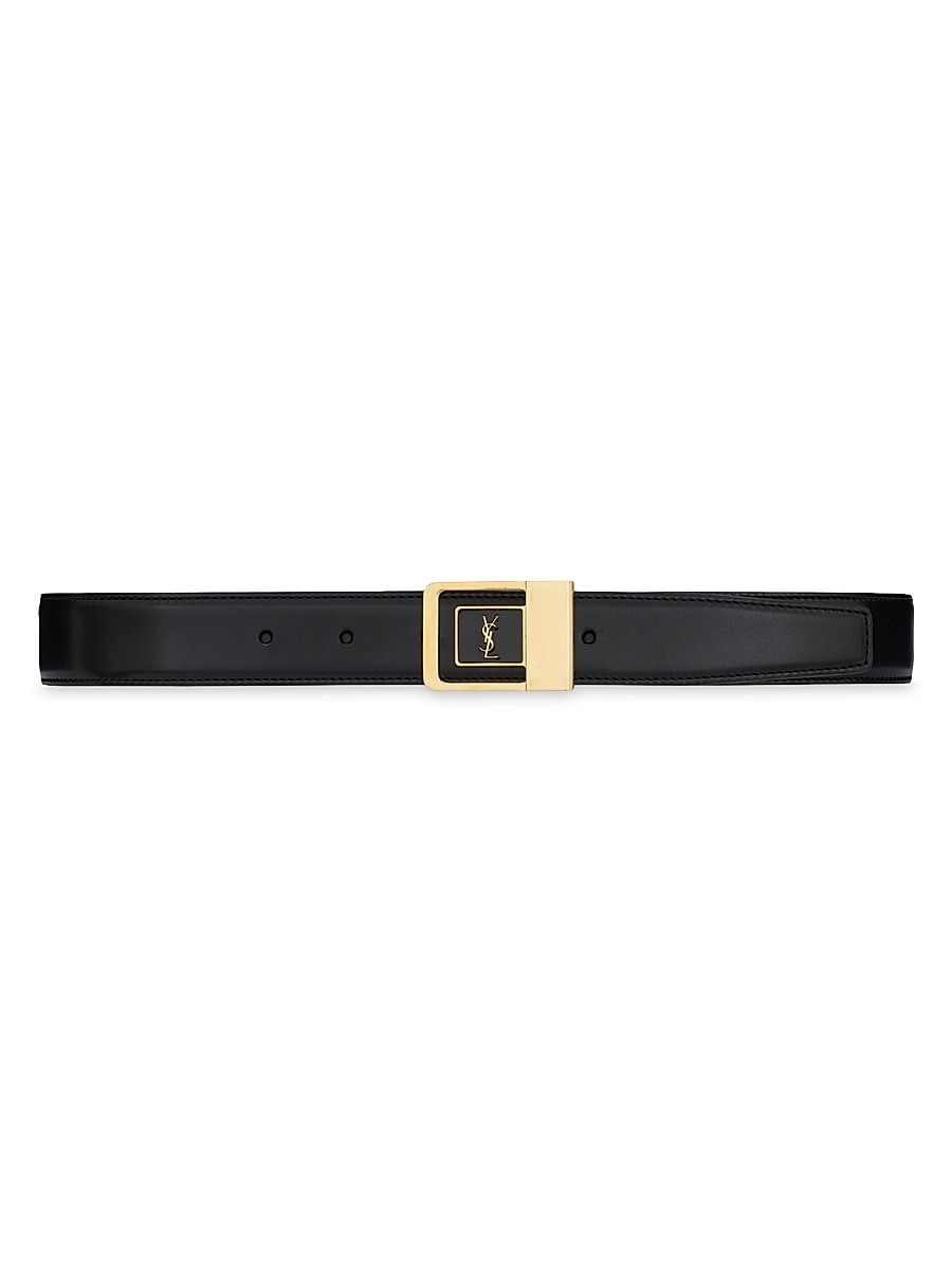 Women's Female Buckle Belt in Lacquered Leather - Black - Size Medium
