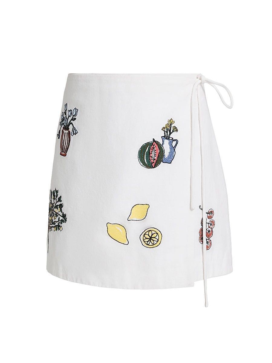 Women's Agnes Cotton Mini Wrap Skirt - Optic White - Size 14