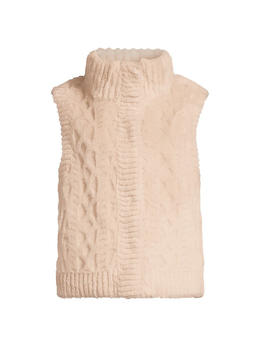 Women's Textured Wool Cardigan Vest - Palomino - Size Small