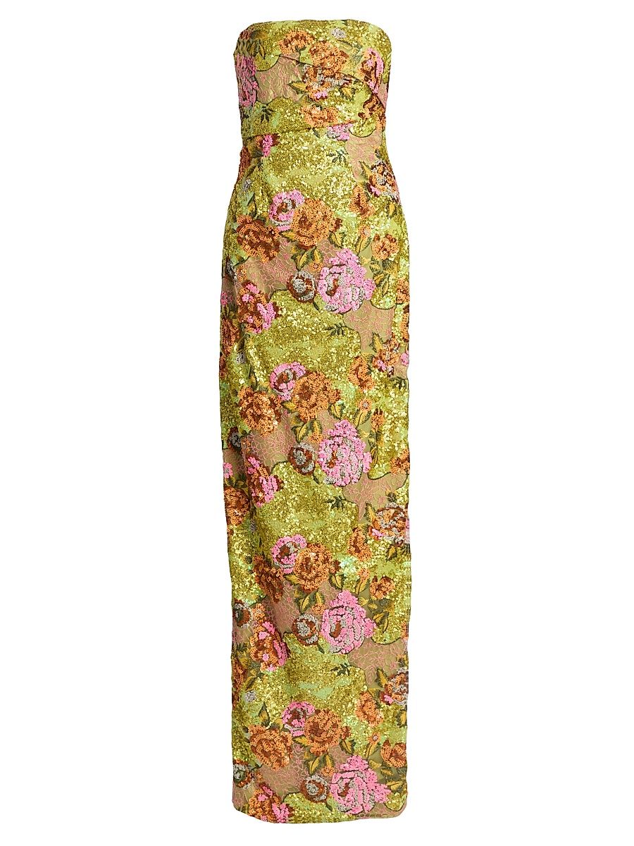 Women's Sequin Strapless Column Gown - Chartreuse Pink - Size 16