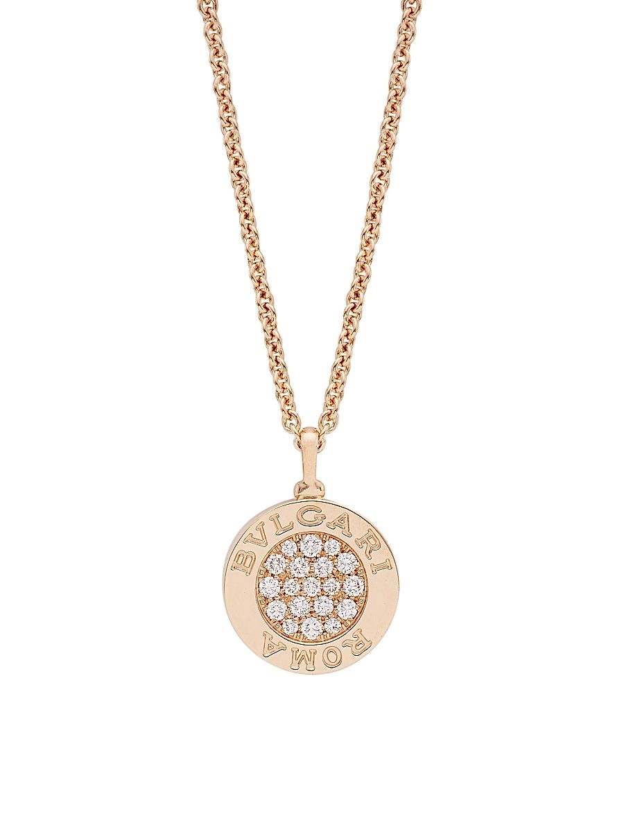 Women's BVLGARI BVLGARI 18K Rose Gold, Mother-Of-Pearl & Diamond Pendant Necklace