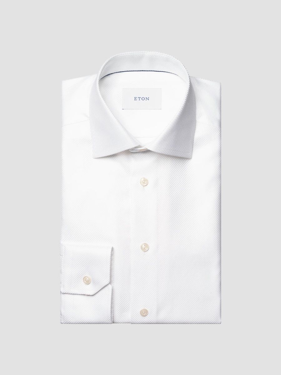 Eton Men's Cotton Twill Shirt - Off White - Size 14.5