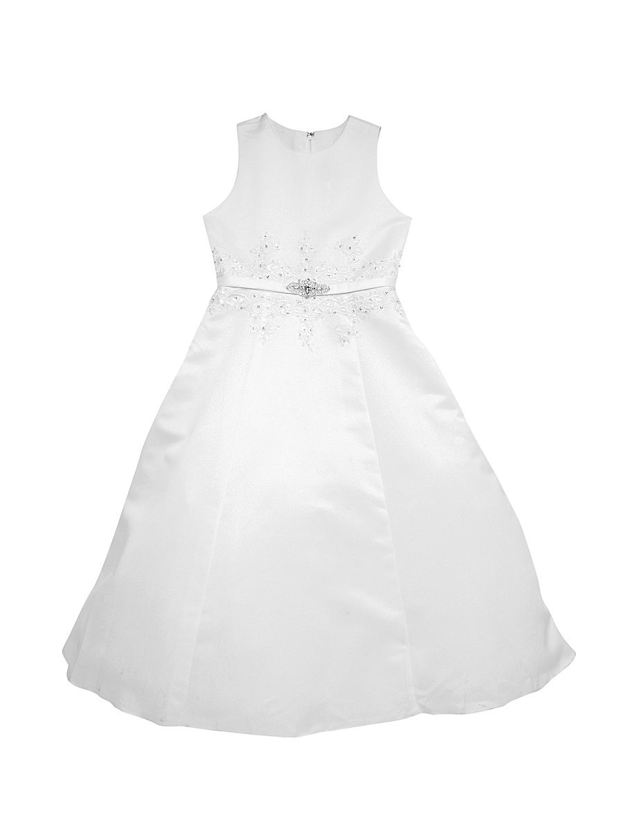 Little Girl's & Girl's Communion A-Line Satin Dress - White - Size 8