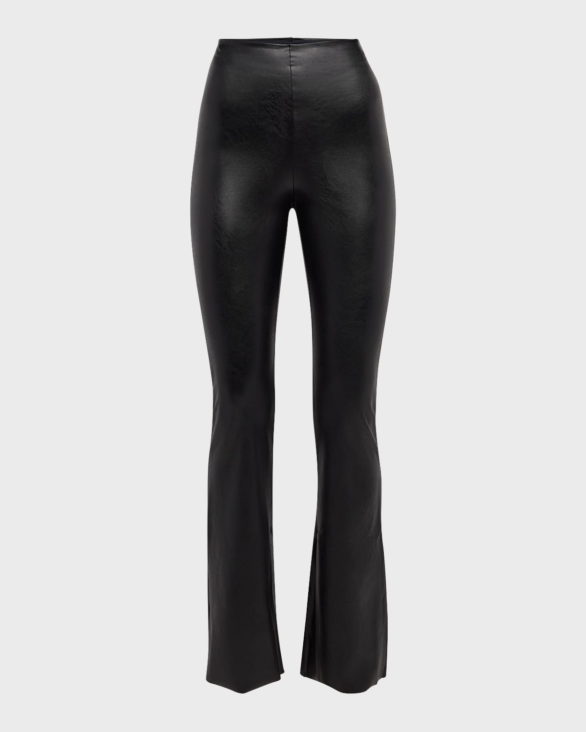 Faux-Leather Flared Leggings