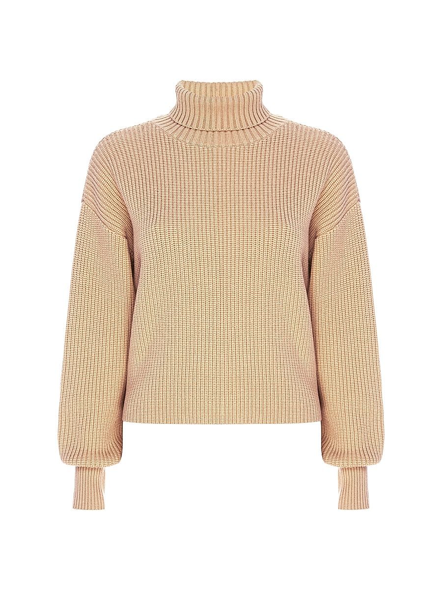 Women's Heavy Cozy Rib-Knit Turtleneck Sweater - Wheat - Size XL