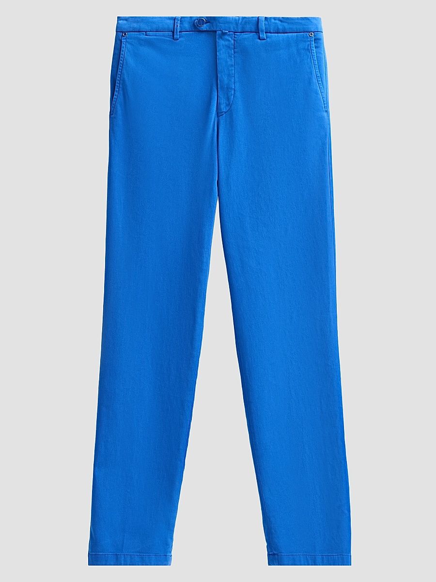 Men's Stretch Tapered Leg Flat-Front Trousers - Corn Flower Blue - Size 30