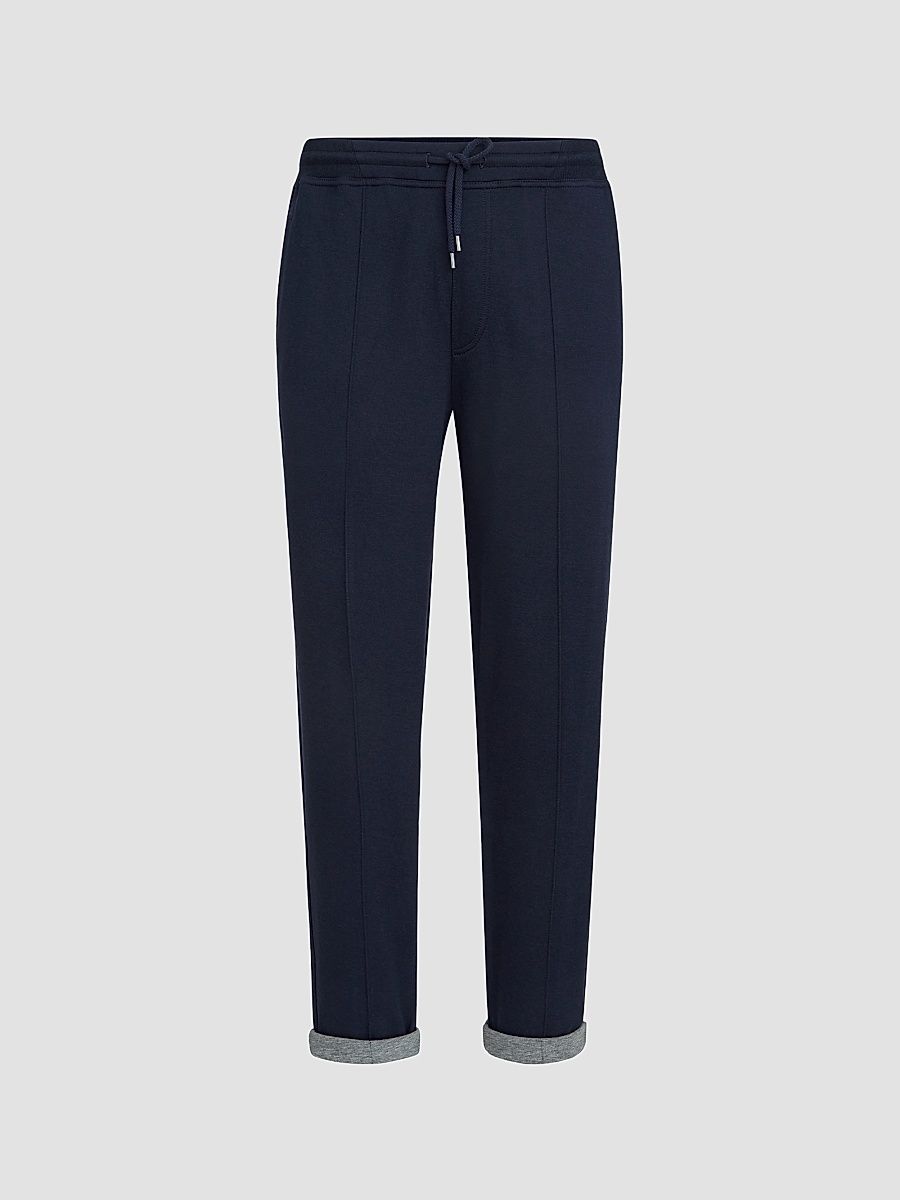 Men's French Terry Double Cloth Trousers with Crête Detail - Cobalt - Size XXXXL
